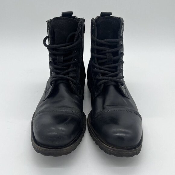 Aldo Men's Black Leather Boots Lace Up Side Zipper Cap Toe Size 12 - Picture 5 of 10